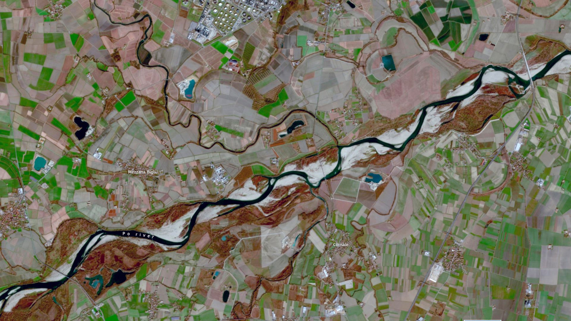 Siccità: la sete del fiume Po visibile dallo spazio