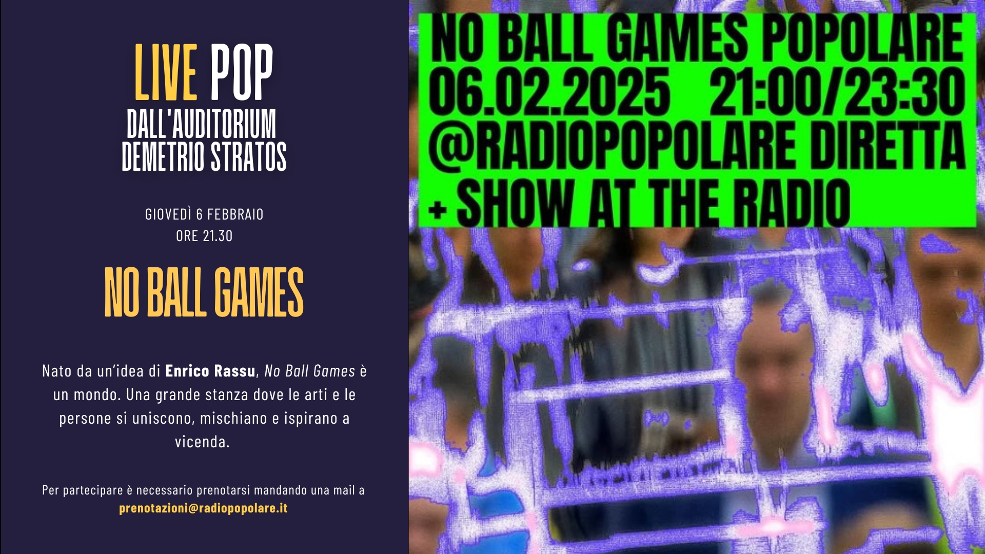 Live Pop 6 febbraio: No ball games